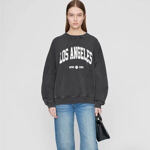 Anine Bing RAMONA SWEATSHIRT LOS ANGELES - WASHED BLACK. Size XS
